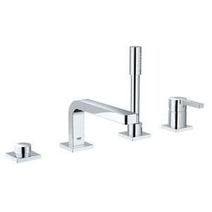 bathtub mixer tap / chromed metal / bathroom / 4-hole