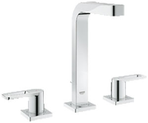 bathtub double-handle mixer tap / free-standing / chromed metal / bathroom