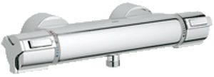 shower mixer tap / wall-mounted / chromed metal / thermostatic