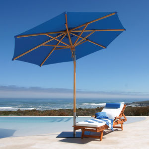 wooden patio umbrella / fabric / stainless steel