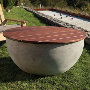 contemporary coffee table / hardwood / concrete / garden