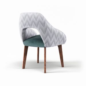 contemporary chair / upholstered / fabric / solid wood