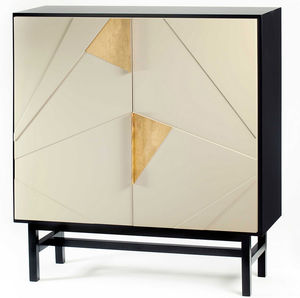 contemporary bar cabinet / brass / lacquered MDF