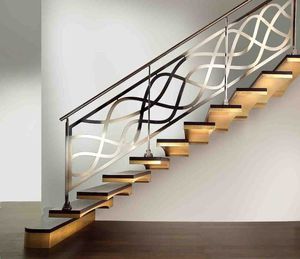 straight staircase / wooden steps / without risers / contemporary