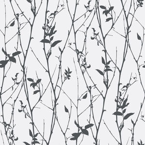 contemporary wallpaper / nature pattern / white / black