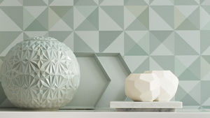 contemporary wallpaper / geometric pattern / white / blue