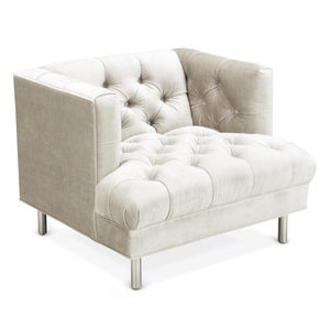 Chesterfield armchair / velvet / cotton / wooden