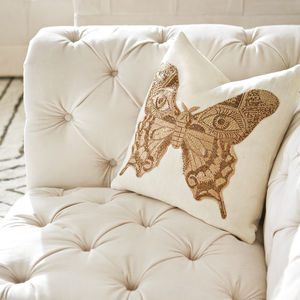 sofa cushion / square / patterned / linen