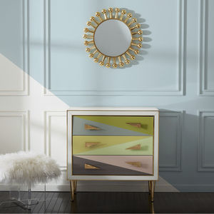 contemporary chest of drawers / brass / glass