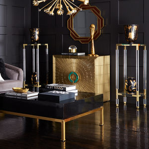 contemporary sideboard / solid wood / brass
