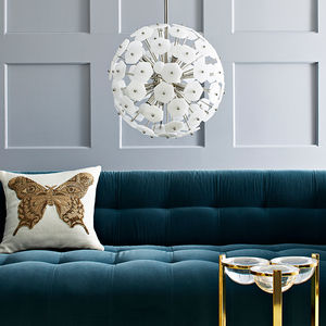 contemporary chandelier / brass / nickel / glass