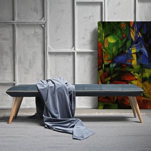 contemporary upholstered bench / leather / wooden / white