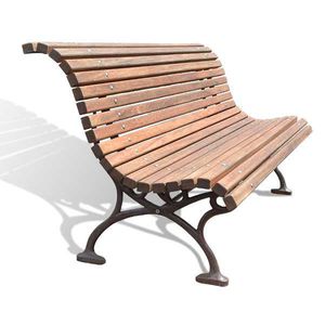 public bench / traditional / exotic wood / cast iron