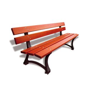 public bench / traditional / exotic wood / cast iron