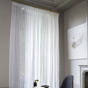 plain sheer curtain fabric / polyester / fire-rated