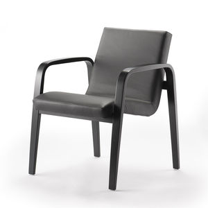 contemporary armchair / leather / beech / plywood