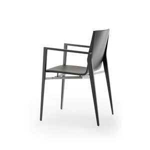 contemporary armchair / wooden / stainless steel / commercial