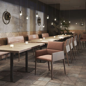 contemporary visitor chair / with armrests / upholstered / fabric