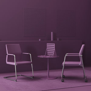 contemporary visitor chair / on casters / cantilever / central base