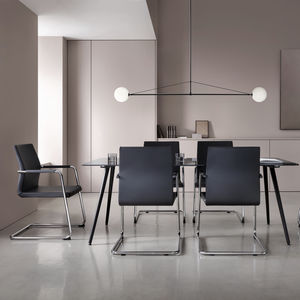 contemporary visitor chair / with armrests / upholstered / cantilever