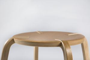 contemporary stool / plywood / birch / for public areas