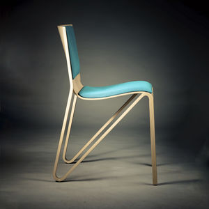 Scandinavian design visitor chair / upholstered / stackable / with removable cushion