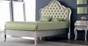 single bed / classic / with upholstered headboard / fabric