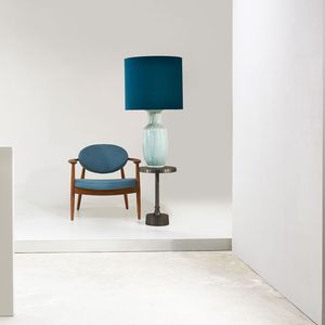 traditional pedestal table / metal / round