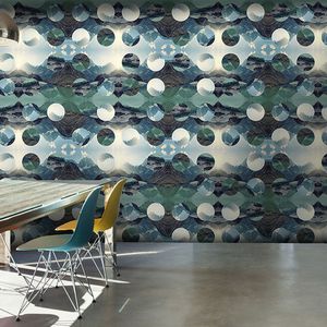classic wallpaper / vinyl / patterned / sky blue