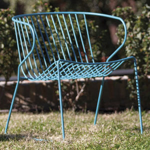 contemporary armchair / galvanized steel / polyester / sled base