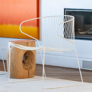 contemporary armchair / galvanized steel / polyester / sled base