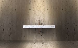 wall-mounted washbasin / rectangular / marble / natural stone