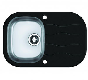 1-bowl kitchen sink / stainless steel / oval / with drainboard