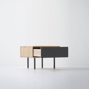 contemporary bedside table / oak / linoleum / rectangular