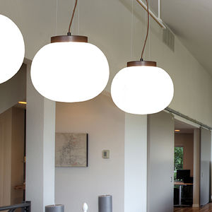 pendant lamp / contemporary / nickel / opalescent glass