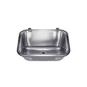 wall-mounted washbasin / rectangular / stainless steel / contemporary