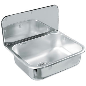 wall-mounted washbasin / rectangular / stainless steel / contemporary