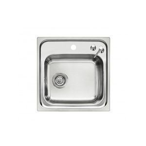 single-bowl kitchen sink / stainless steel / square