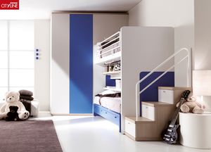 bunk bed / single / contemporary / wooden