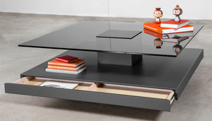 coffee table / contemporary / glass / square