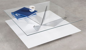 coffee table / contemporary / glass / square