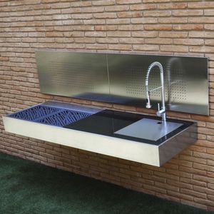 charcoal barbecue / wall-mounted / stainless steel
