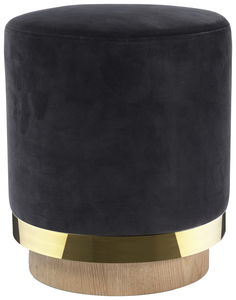 contemporary stool / wooden / brass / fabric