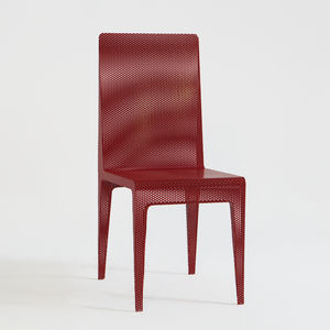 contemporary chair / perforated sheet metal / red