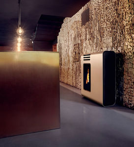 pellet heating stove / contemporary / metal