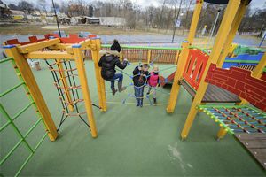 wooden play structure / for playgrounds