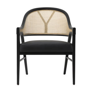 contemporary chair / upholstered / with armrests / rattan