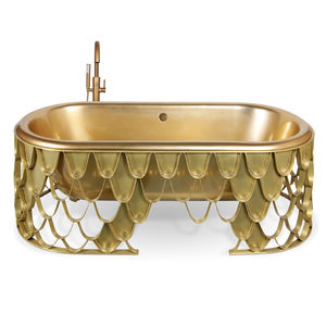 bathtub with legs / oval / iron / brushed brass