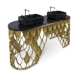 double washbasin cabinet / free-standing / metal / design