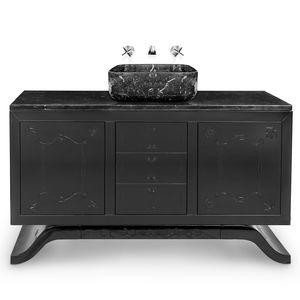 free-standing washbasin cabinet / lacquered wood / marble / contemporary